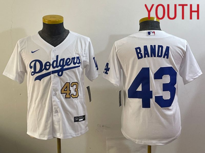 Youth Los Angeles Dodgers 43 Banda White Game 2024 Nike MLB Jersey style 12091